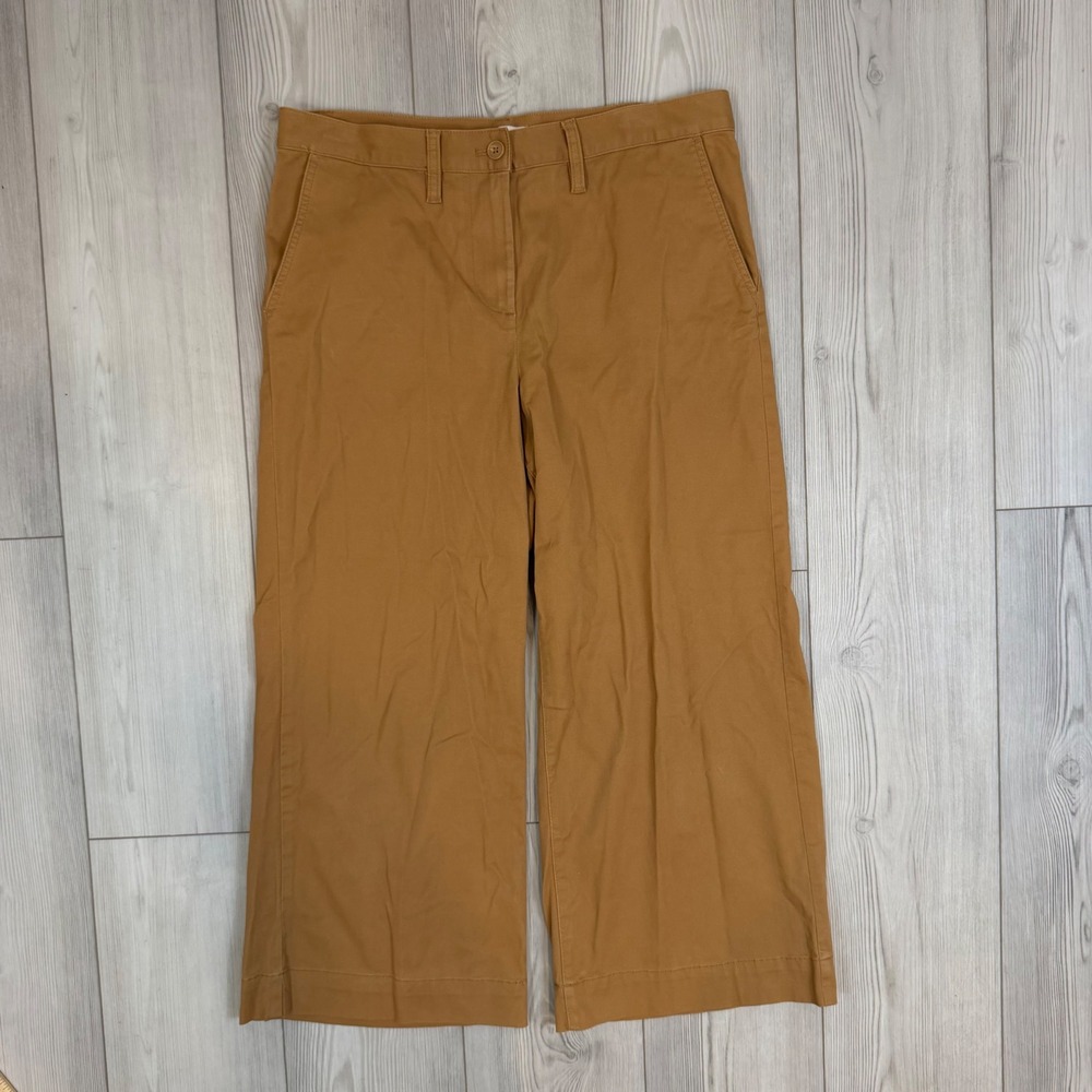 Loft Outlet Womens Size 12 Wide Leg Cropped Pants Camel Brown Chino Trousers